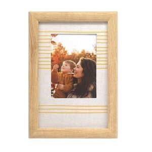 NEW Target Elsa L Wood Finish Picture Frame w/Yellow Striped Mat: 3x4 or 4x6